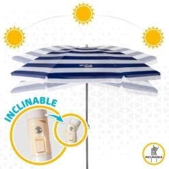 AKTIVE - Parasol Plage Avec Protection UV50, Anti-Vent, Ø 180 Cm -Plein Air Équipement Magasin aktive parasol plage avec protection uv50 anti vent o 180 cm 4
