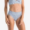 BAS DE MAILLOT DE BAIN DE SURF FEMME TAILLE HAUTE GAINANTE NORA MARIN BLANC GRIS -Plein Air Équipement Magasin bas de maillot de bain de surf femme taille haute gainante nora marin blanc gris