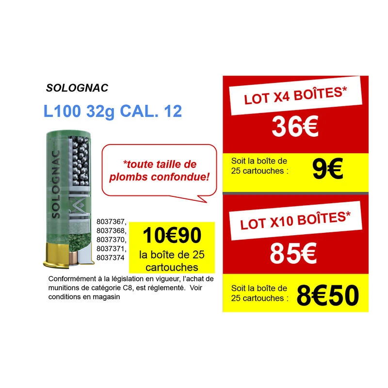CARTOUCHE L100 32g CALIBRE 12/70 PLOMB N°10 X25 4 CARTOUCHE L100 32g CALIBRE 12/70 PLOMB N°10 X25 – Image 2