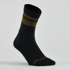 CHAUSSETTES DE TENNIS HAUTES ARTENGO RS 300 KAKI NOIR MOTIFS LOT DE 4 -Plein Air Équipement Magasin chaussettes de tennis hautes artengo rs 300 kaki noir motifs lot de 4 9
