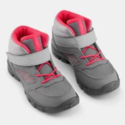 Quechua Chaussures De Randonnée Enfant Avec Scratch MH100 Mid Grise Rose Du 24 AU 34 -Plein Air Équipement Magasin chaussures de randonnee enfant avec scratch mh100 mid grise rose du 24 au 34 3