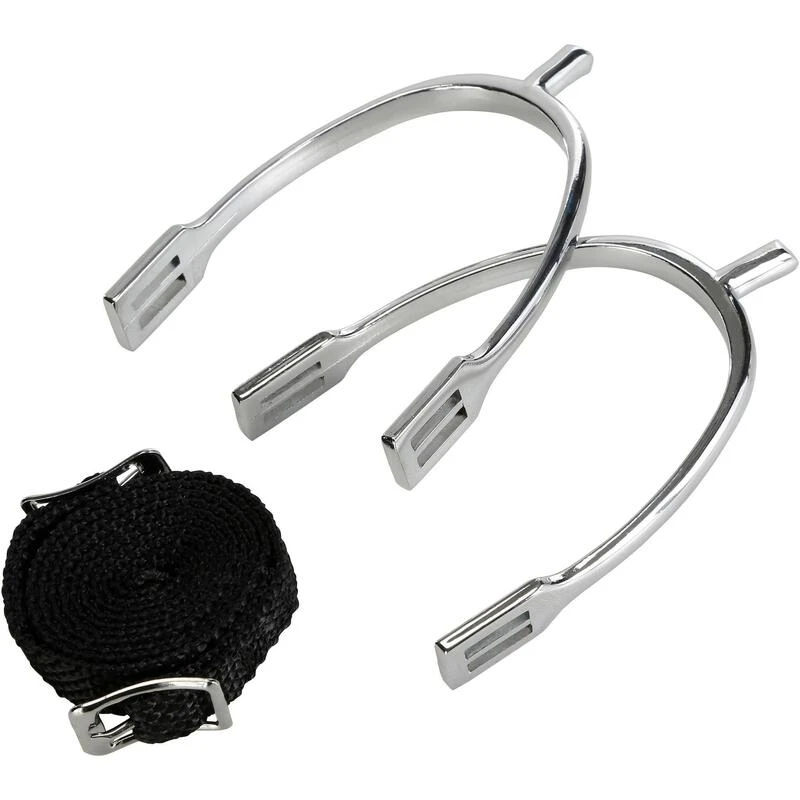 Éperons équitation Enfant Bout Carré + Lanières - 15 Mm 4 Éperons équitation Enfant Bout Carré + Lanières - 15 Mm – Image 2