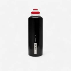 Quechua Gourde Randonnée 500 Bouchon Ouverture Rapide 1 Litre Aluminium Noir