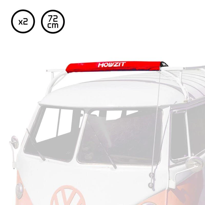 LOT DE 2 MOUSSES DE BARRE DE TOIT LARGE - HOWZIT - ROUGE - 3 LOT DE 2 MOUSSES DE BARRE DE TOIT LARGE - HOWZIT - ROUGE -