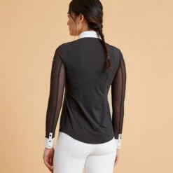 Polo De Concours équitation Manches Longues Femme - 900 Noir -Plein Air Équipement Magasin polo de concours equitation manches longues femme 900 noir 3