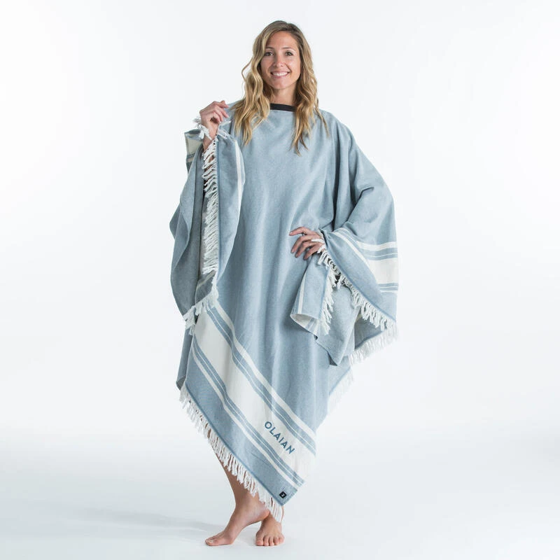 Serviette De Plage Poncho 190 X 190 Cm - Gris Bleu 9 Serviette De Plage Poncho 190 X 190 Cm - Gris Bleu – Image 7