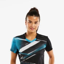 T-shirt De Tennis De Table TTP560 Femme Noir Bleu -Plein Air Équipement Magasin t shirt de tennis de table ttp560 femme noir bleu 2