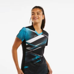 T-shirt De Tennis De Table TTP560 Femme Noir Bleu -Plein Air Équipement Magasin t shirt de tennis de table ttp560 femme noir bleu 5