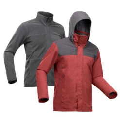 Veste 3en1 Imperméable De Trek Voyage - TRAVEL 100 0°C Rouge - Homme -Plein Air Équipement Magasin veste 3en1 impermeable de trek voyage travel 100 0c rouge homme 2