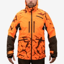 VESTE CHASSE RESISTANTE IMPERMEABLE ORANGE FLUO SUPERTRACK 900 LIGHT -Plein Air Équipement Magasin veste chasse resistante impermeable orange fluo supertrack 900 light 4