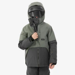 VESTE DE SNOWBOARD GARÇON LONGUE ET TRÈS RÉSISTANTE - SNB 500 - KAKI
