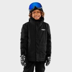 Veste Snowboard Garçon Sports D'hiver Enfants Rebel Noir